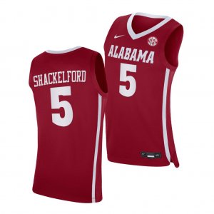 Men's Alabama Crimson Tide #5 Jaden Shackelford Crimson 2021 NCAA Replica College Basketball Jersey 2403FDIO7